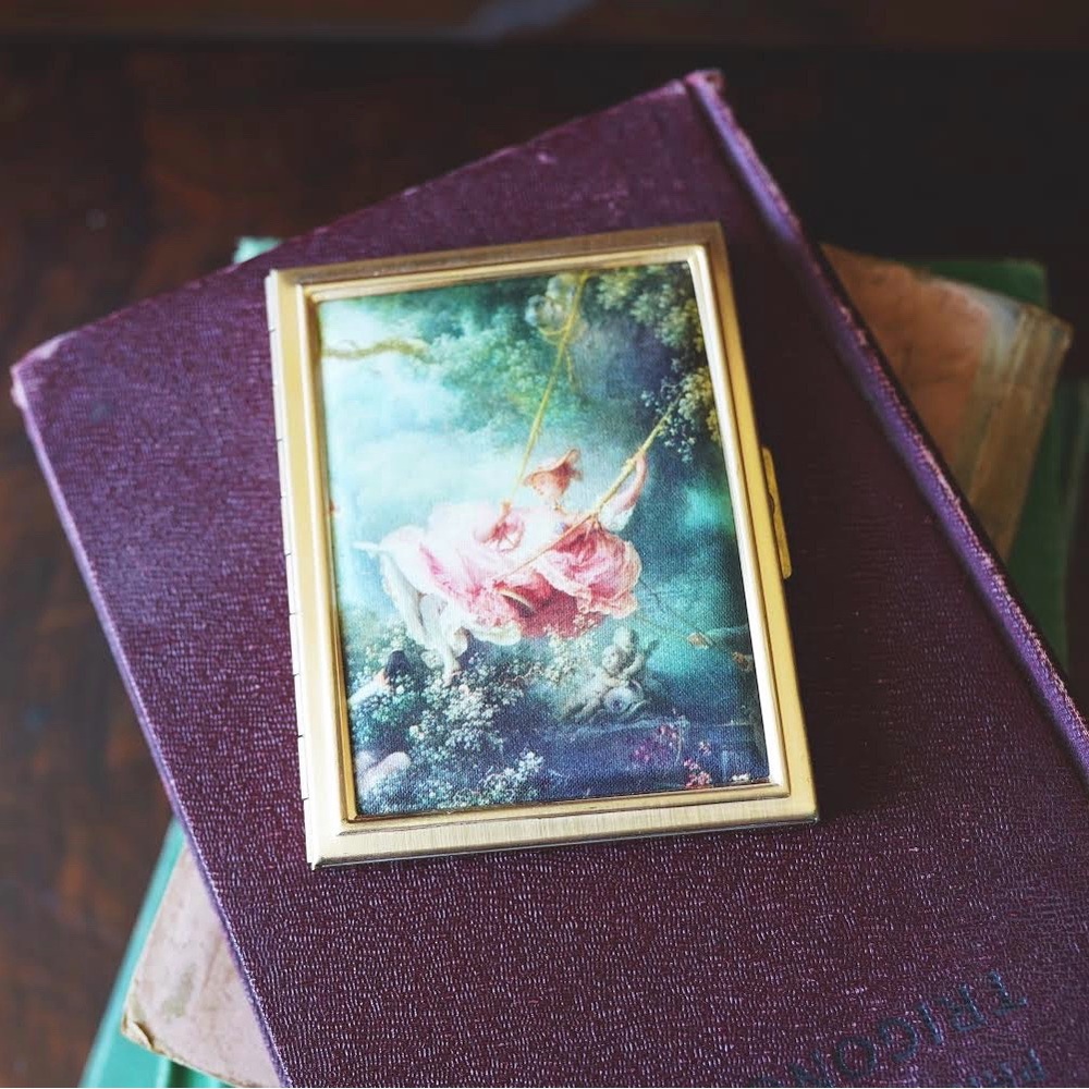 Vintage Photo Holder with French Painting